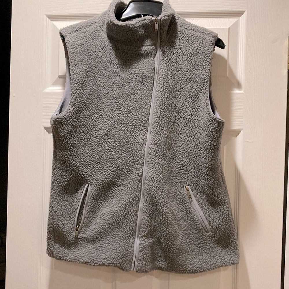 The impeccable pig Gray side zip fuzzy vest